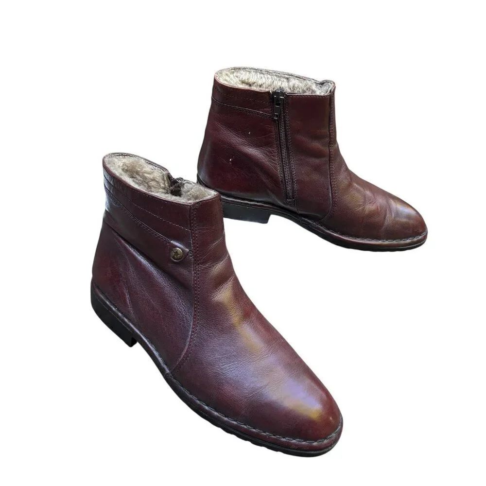 Remonte Men's Vintage Brown Leather Faux Fur Lined Winter Snow Boots Size 7